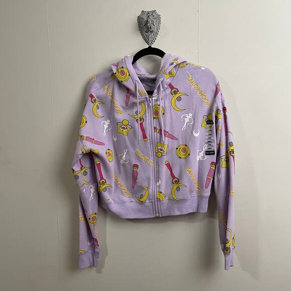 NWT Hot Topic L Sailormoon AOP zipper hoodie pink yellow  anime fandom cozy - Picture 1 of 9